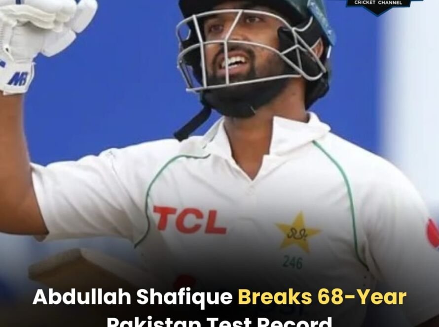 Abdullah Shafique celebrating his record-breaking Test century.
