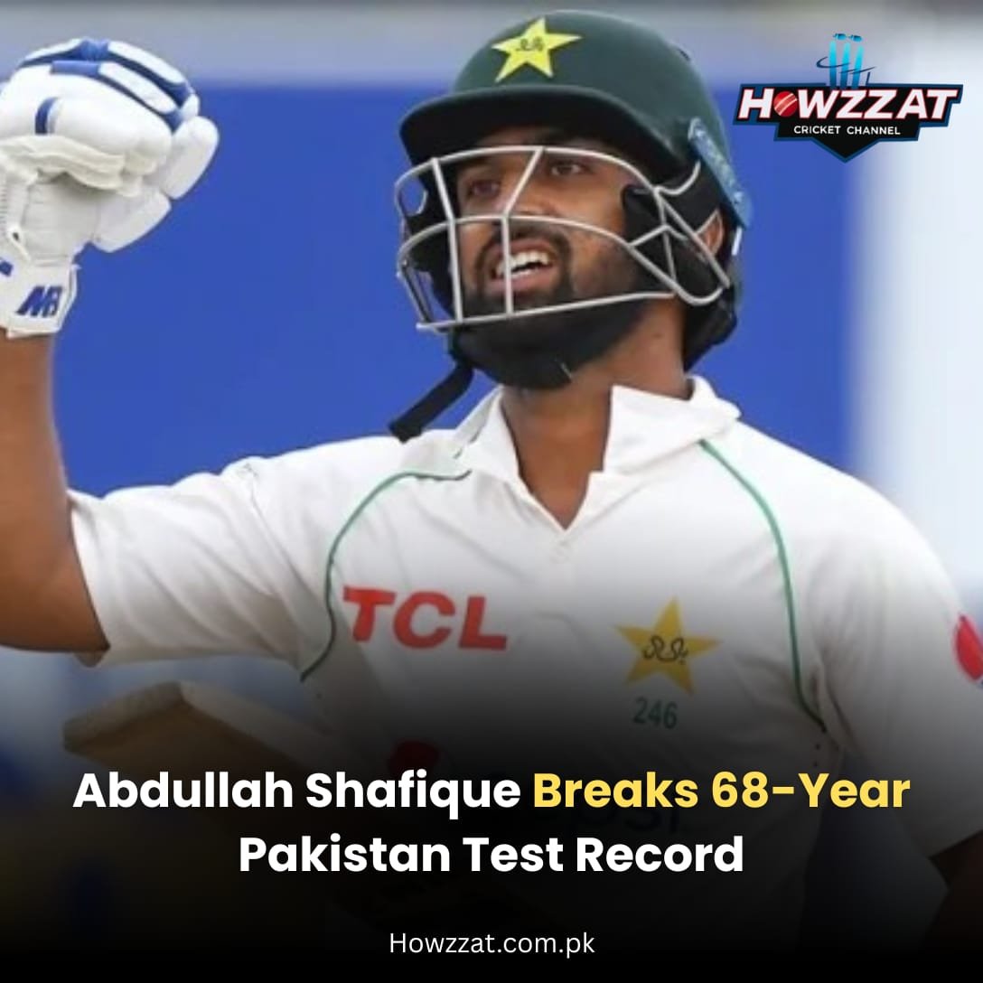 Abdullah Shafique celebrating his record-breaking Test century.