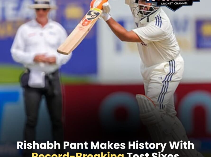 Rishabh Pant celebrates reaching 100 Test sixes