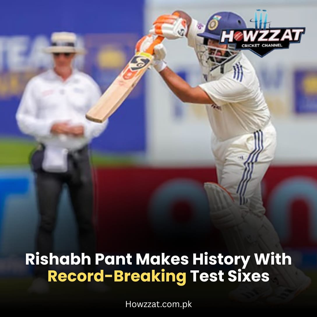 Rishabh Pant celebrates reaching 100 Test sixes