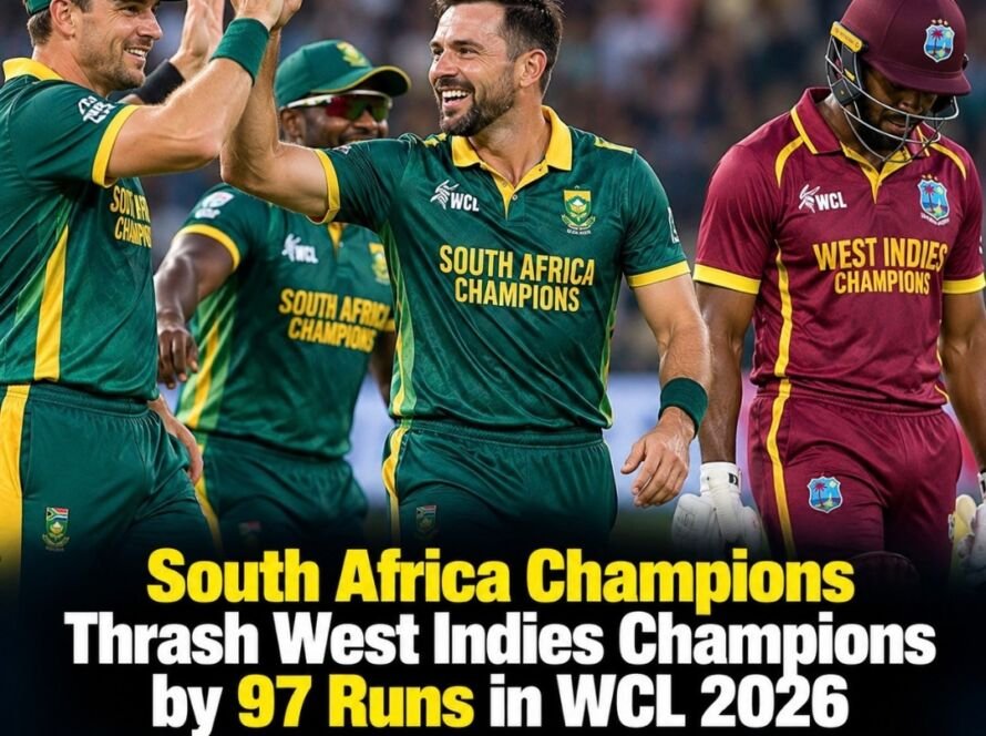 South Africa Champions celebrate 97-run win over West Indies Champions in WCL 2026