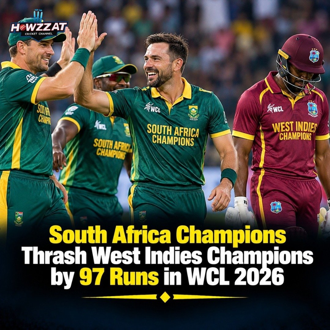 South Africa Champions celebrate 97-run win over West Indies Champions in WCL 2026