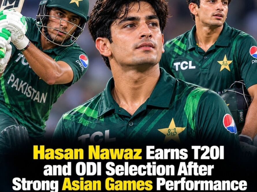 Hasan Nawaz batting for Pakistan during the 2026 Asian Games