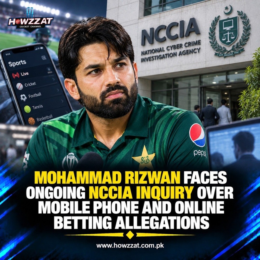 Mohammad Rizwan during Pakistan cricket match amid ongoing NCCIA inquiry