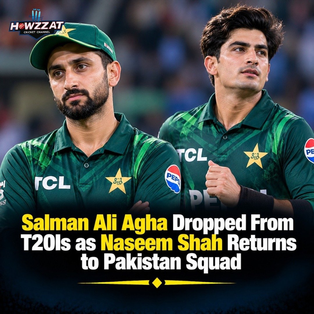 Salman Ali Agha and Naseem Shah during Pakistan cricket action