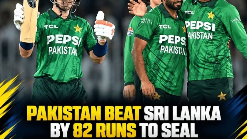 Pakistan celebrate their 82-run victory over Sri Lanka in the second T20I at Rawalpindi Cricket Stadium