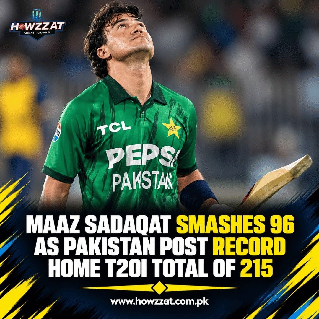 Maaz Sadaqat celebrates his 96-run innings against Sri Lanka in the second T20I