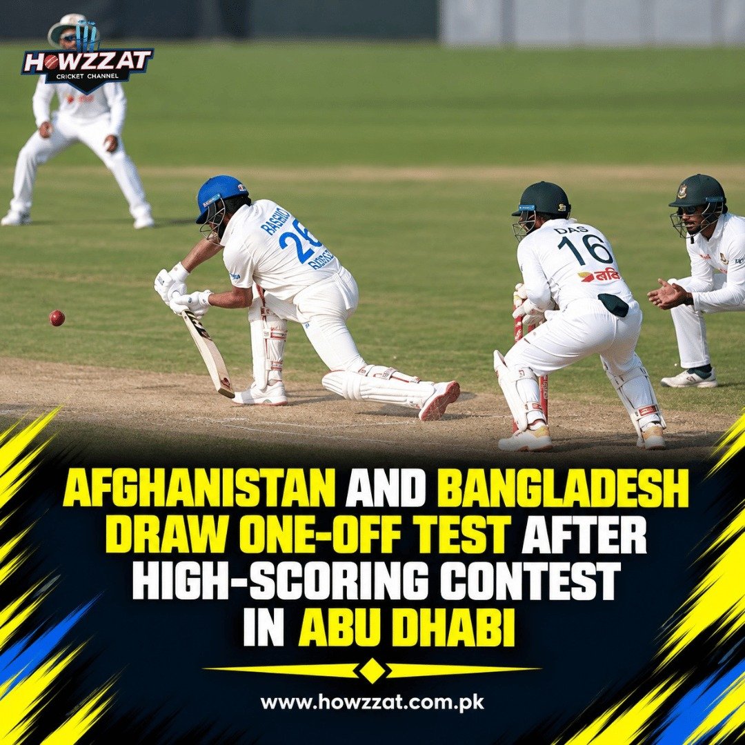 Afghanistan and Bangladesh players during their drawn one-off Test at Zayed Cricket Stadium in Abu Dhabi